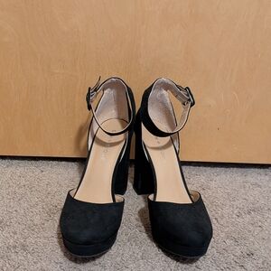 Sun + Stone Block Heel Ankle Platform Pumps Women's Size 7 1/2